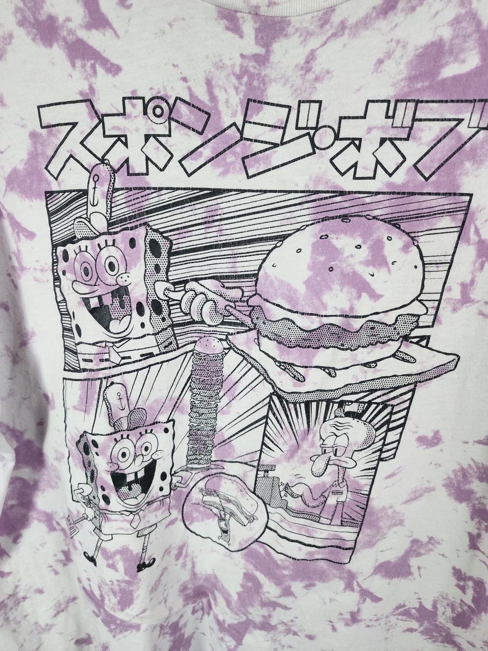 SpongeBob Squarepants Anime White and Purple Graphic Tee